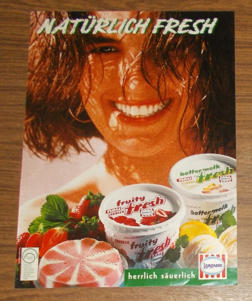Seltene Werbung Langnese FRUITY FRESH BOTTERMELK FRESH Eis Natürlich Fresh 1988 - Bild 1 von 1