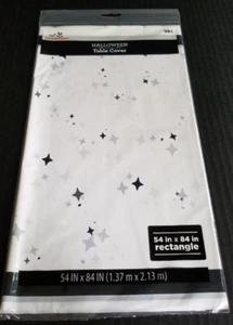 2 PIEZAS Mantel Rectangular Plástico Celebrar Halloween Negro Gris Estrellas 54""x108"" - Imagen 1 de 5