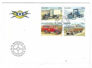 G258 Iceland sc# 756-759 FDC transportation trucks busses snowplow - Picture 1 of 2