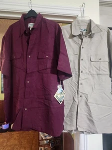 Lot Of 2 Havana Jacks Cafe Hawaiian Button Down Shirts Biege & Burgundy XL Nwt's - Picture 1 of 7