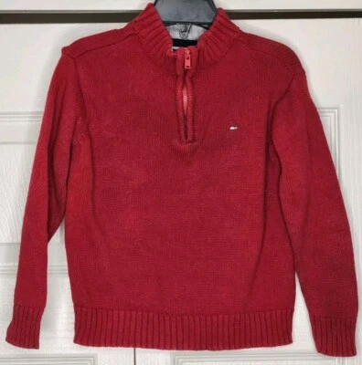 Cárdigan Suéter TOMMY HILFIGER Cuarto Cremallera Rojo Niños Talla 2T *Buen Estado* Foto 1 de 4