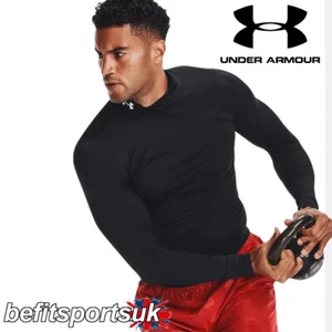 UNDER ARMOUR MENS COMPRESSION BASE-LAYER HEAT GEAR LONG SLEEVE MOCK SKINS BLACK - Picture 1 of 4