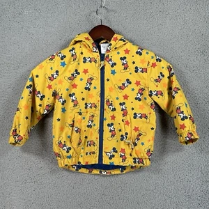 Mickey Mouse Kids Jacket Sz 4 Yellow Walt Disney Raincoat Hoodie Full Zip - Picture 1 of 9