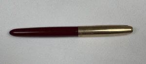 Parker 21 Vintage Fountain Pen 1/10 12K Gold Filled Cap Burgundy 1950s - Picture 1 of 11
