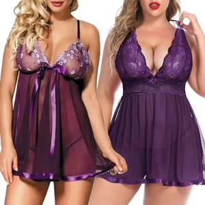 Women Sexy Lingerie Lace Babydoll Chemise Halter Nightwear Sleepwear Plus Size - Picture 1 of 60