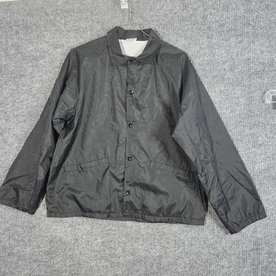 Cardinal Jacket Mens Large Black Nylon Windbreaker Snap Front Made USA Pockets - Image 1 of 4