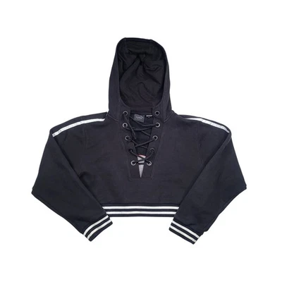 Fenty Puma By Rihanna Rising Sun Lace-Up Crop Hoodie Oversized Black Size Medium - Image 1 of 4