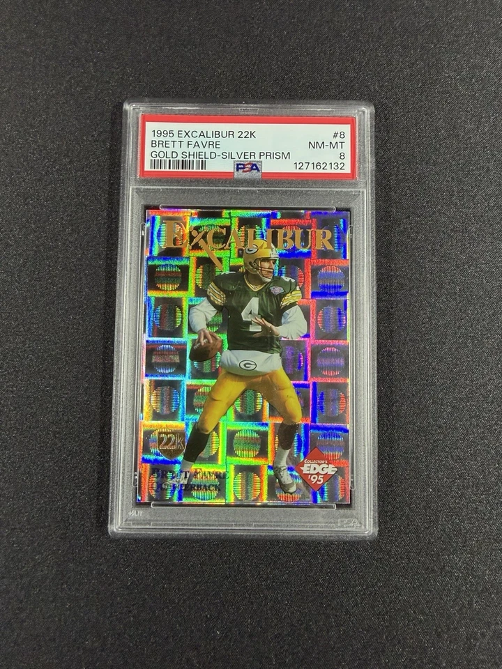 1995 Collector's Edge Excalibur 22K Серебряная Призма /750 Brett Favre #8 Щит HOF - Изображение 1 из 2