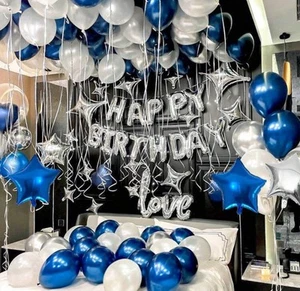 Blue Birthday Party Decoration Set. Banner. Happy Birthday Decorations for Men - Picture 1 of 6