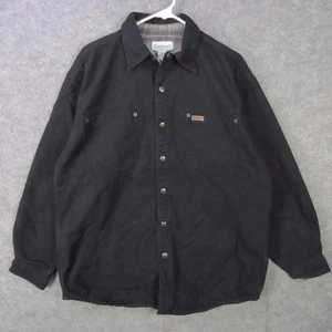 Carhartt Shirt Jacket Mens Medium Black Flannel Lined Plaid Snap Front Workwear - Picture 1 of 8