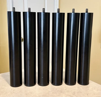 (Set of 6) - TEMPUR-PEDIC 12" BLACK STEEL ADJUSTABLE BASE BED LEGS - 3/8" THREAD - Image 1 of 4