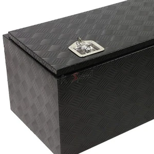 36x18x16"Black Aluminum 12-Gauge Pickup Trunk Bed Tool Box Trailer Storage+Locks - Picture 1 of 5