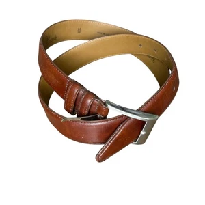 Allen Edmonds Hombre Marrón Piel de becerro Cinturón Cuero Recubierto Plateado Latón Talla 90/36 - Imagen 1 de 6