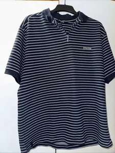 Dunlop Men's Blue Striped Polo Shirt Size Large Zip Neck Heavy - Picture 1 of 9