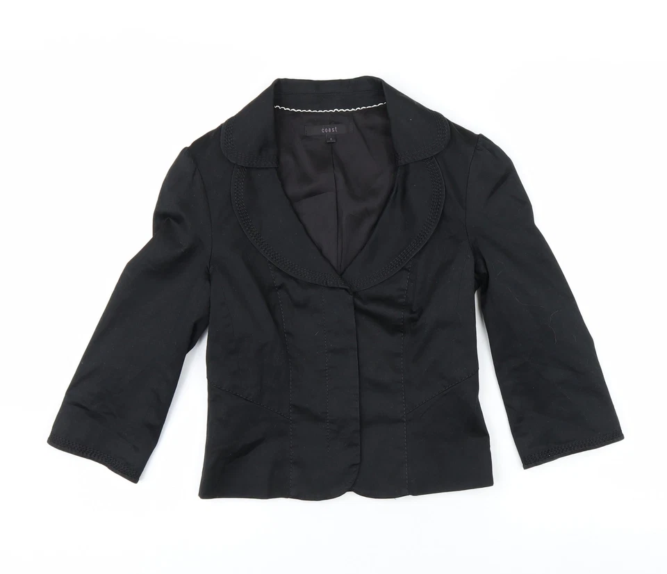 Chaqueta Blazer de algodón negro para mujer Coast, talla 8 Foto 1 de 4