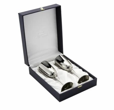 Calici flute bicchieri champagne argentati argento coppia sweet home - Immagine 1 di 2