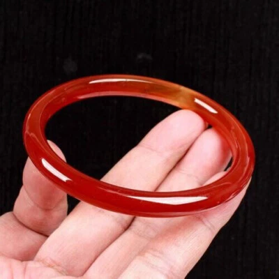 Brazalete Brazalete 58-60MM Certificado Ágata Natural Calcedonia Hielo Rojo Jade Foto 1 de 4