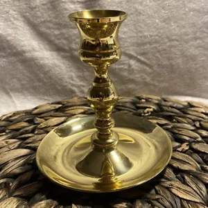 VTG Baldwin Brass 4” Console Candlestick-EUC-Lacquer Finish Intact-Polished USA - Picture 1 of 13