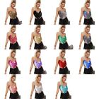 Women Metallic Sequins Crop Top Backless Party Body Chest Chain Camisole