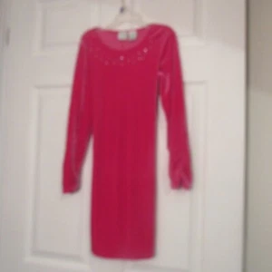 Circo Girls Long Sleeve Pink Soft Velvet Dress w/Rhinestones, Beads & Belt, Sz:6 - Picture 1 of 12