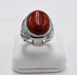 Men ring red brown sandstone simulated stainless steel bird phoenix big SIZE 9.5 - Picture 1 of 4