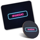 1 Mouse Mat & 1 Round Coaster Personal Neon Sign Design For Granddad #353628