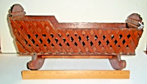 Vintage Rocking DOLL CRADLE Handmade 18' UNUSUAL - Picture 1 of 9