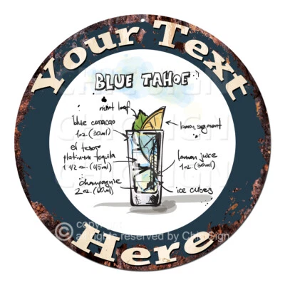 CP-0192 ANY NAME'S Custom Blue Tahoe Cocktail Personalized Metal Sign Decor Gift - Image 1 of 2