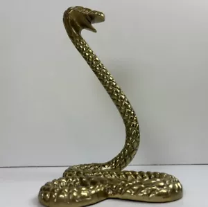 Snake Cobra Viper Gold Color Cast Metal Figurine Large 9 3/4" Tall Statue Decor - Picture 1 of 9