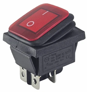 Interruttore a bilanciere impermeabile rosso 4 pin ON-OFF 250V 16A, interruttore apparecchio illuminato - Foto 1 di 5