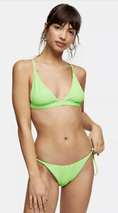 Topshop Crinkle Bikini Briefs Bottoms Swimwear Lime Green - UK Size 16