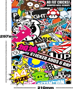 Sticker Bomb for Car Bike Helmut iPhone RC Boat Printed Vinyl Drift Brand JDM A4 - Picture 1 of 1