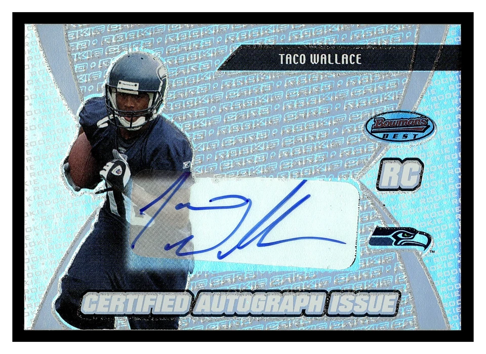 TACO WALLACE CERTIFIED AUTOGRAH #165 SEATTLE SEAHAWKS BOWMANS BEST ROOKIE - Image 1 of 2