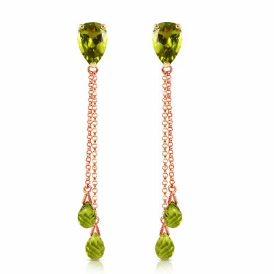 7.5 CTW 14K Solid Rose Gold Chain Drop Earrings Peridot - Image 1 of 4