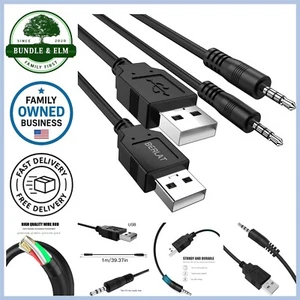 Câble Audio AUX 3,5mm vers USB 2.0 Adaptateur Cordon 3ft 2 Pack pour Appareils de Musique - Photo 1 sur 9