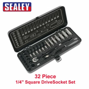 Sealey AK7970 Black Series Premier Socket Set 32pc 1/4" 6pt WallDrive Metric - Picture 1 of 10