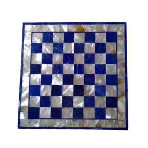 18" Lapis Lazuli Stone Chess Board Without Pieces, Handmade Inlay Chess Game - Picture 1 of 10