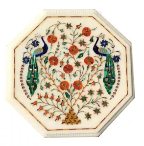 Marble Inlay Coffee Table, Peacock Inlay, Side Table, Center Table, Pietre Dura - Picture 1 of 10