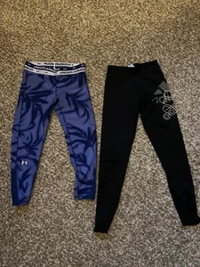 Girls Lot Of 2 Size 12/14 Youth Size Large Leggings Adidas Under Armour - Picture 1 of 3