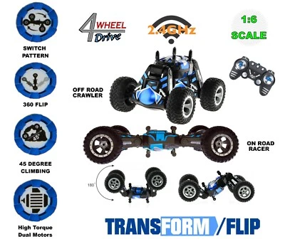 RC Flip Car Transforming Double Sided On Road Racer Off Road Crawler Large 4WD - Image 1 of 4
