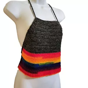Rainbow Halter Top size range S M L XL Crochet LGBTQ - Picture 1 of 8