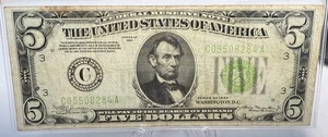 1934 $5 Federal Reserve Note Philadelphia - LGS - USSK0053 - Picture 1 of 2