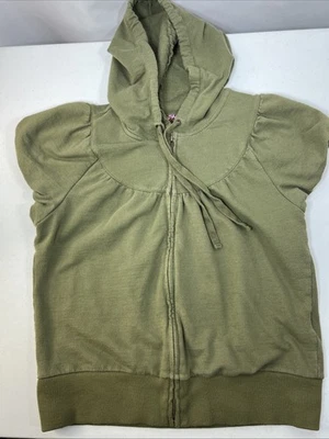 Antigua Sudadera Boho Azul Marino Retro Verde Oliva Manga Corta 100% Algodón Talla Grande Foto 1 de 4