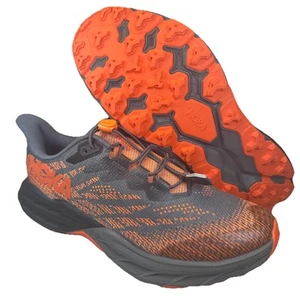 Hoka One One Speedgoat 5 Youth Size 7 Running Shoes Gray Orange Laces Or Bungee - Picture 1 of 16