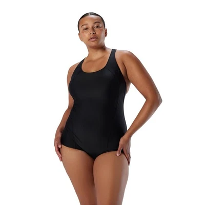 Speedo One Piece Swimsuit Women’s US Size 10 Black Built In Bra Racerback NWT - Image 1 of 4