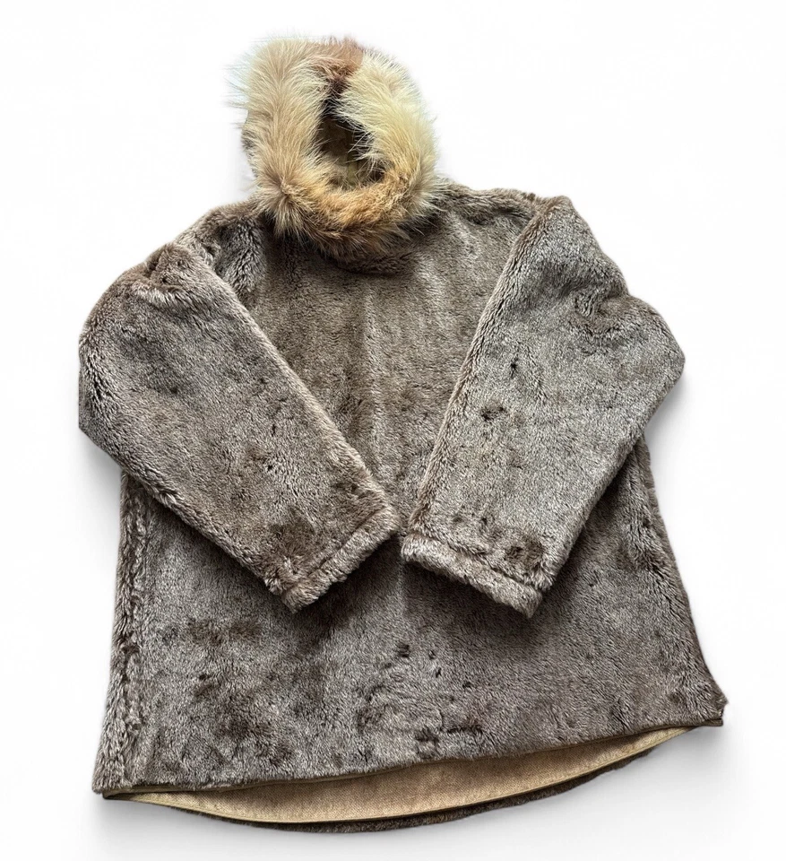 Vintage Military Fur Parka WWII Arctic Coat Coyote Fur Hood Heavy Wool Deer 1950 - Image 1 of 4