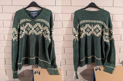 Ralph Lauren Sportsman "GRADE B+" Fairisle Hand Knit Aztec Jumper 23"PTP(L) - Image 1 of 4
