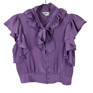 Camicetta donna Milly of New York viola seta Blair Waldorf business casual DIFETTI - Foto 1 di 13