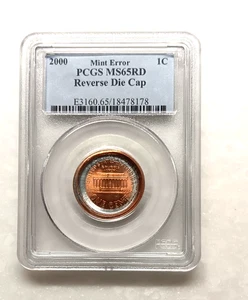 2000 Lincoln Cent Reverse Die Cap PCGS MS65RD Mint Error - Picture 1 of 3