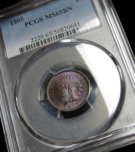 1905 Indian Cent Penny - PCGS MS-65 Blue Purple Toning Graded Coin ----  #452C - Picture 1 of 9